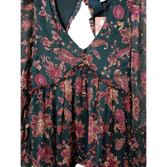 Band of the Free BOG Dress Small Run the World Pine Berry Boho Floral Flowy Midi - Picture 10 of 16